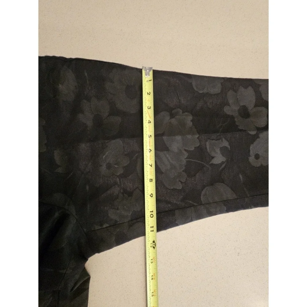 Talbots Heritage Black Floral Jacquard Ankle Pants Side Zip Dress Trousers 10